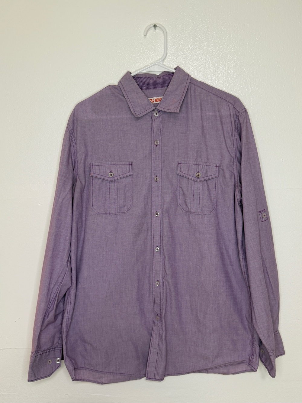 Michael Brandon Men’s Lavender Casual Button Down Shirt Large